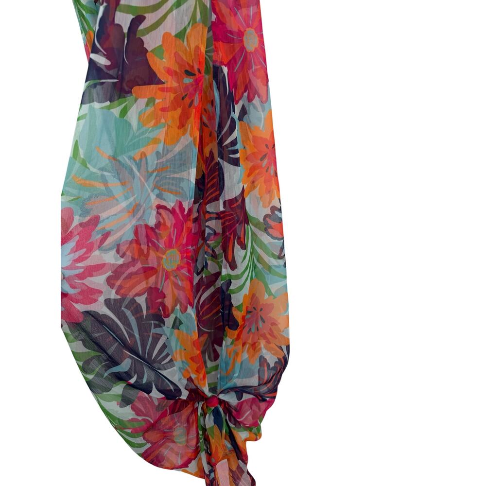 Ramy Brook Lancaster Floral Wide Leg Slit Pants Tassel Tie Size Medium - Picture 7 of 13